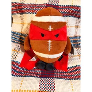 FAO Schwarz Heroes of the Game Football Superhero Plush Brown Red Cape New